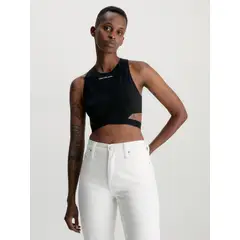 CALVIN KLEIN - Crop Top Negro Con Recorte Y Cierre En La Espalda Para Mujer