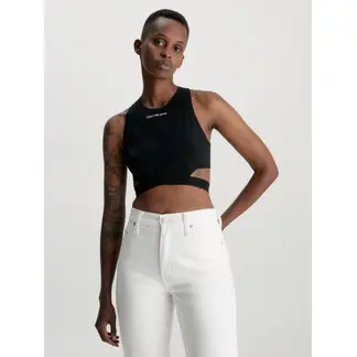 CALVIN KLEIN - Crop Top Negro Con Recorte Y Cierre En La Espalda Para Mujer