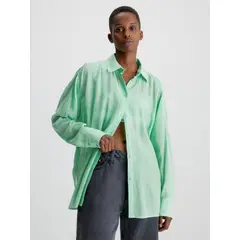 CALVIN KLEIN - Blusa Con Espalda Dividida De Rayón Arrugado Mujer Verde
