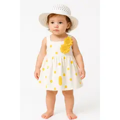 LUSOLSI - Conjunto Niña Verano Vestido + Sombrero Hermoso Diseño