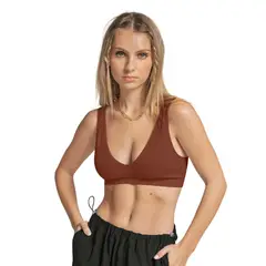 LEONISA - Camiseta crop top seamless con escote en V