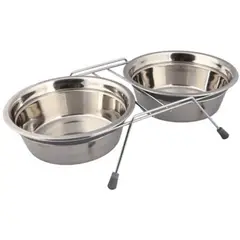 TRIXIE - Comedero Doble Sencillo Con Stand Perros Gatos 2lt
