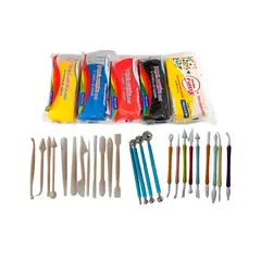 POINTER - Kit Masa Porcelanicrón X 5 Colores + Estiletes, Repujadores