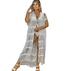 MANTARRAYA BEACHWEAR - Salida De Baño Kimono Largo Tejida en Hilo Para Verano