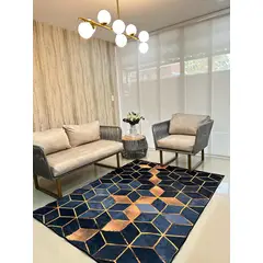 AMERICO SHOP - Tapete Decorativo Moderno 150x200 cm Diseño Azul