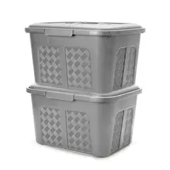 ENERGY PLUS - Set x2 Cajoneras o cajas plásticas organizadoras con tapa 15L Gris