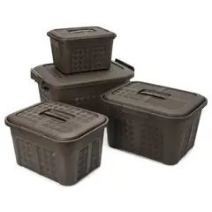 ENERGY PLUS - Set x4 Cajoneras plásticas organizadoras diferentes tamaños Café