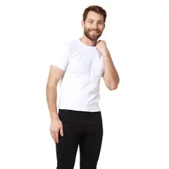 SANTANA - Camiseta Hombre Cuello Redondo Manga Corta Blanca