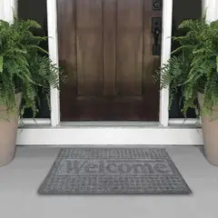 GENERICO - Tapete De Entrada Welcome Texture 40x60 Cm Gris