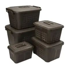 ENERGY PLUS - Set x5 Cajoneras plásticas organizadoras diferentes tamaños Café