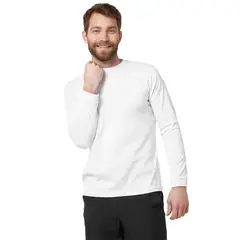 SANTANA - Camiseta Hombre Cuello Redondo Manga Larga Blanca