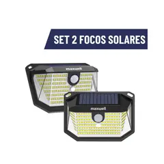 MAXWELL - Foco Solar 178 Led Exterior Pared Set X 2 Con Sensor
