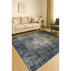 AMERICO SHOP - Tapete Decorativo Moderno 150x200 cm Diseño Azul