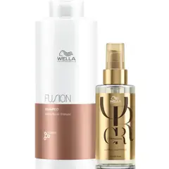 WELLA - Kit Fusion Shampoo Litro oleo