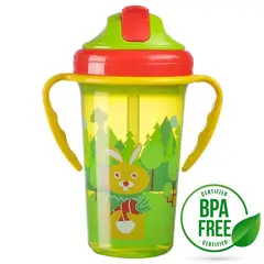 BABY ON - Vaso Pitillo motivo de Animales Anti-derrame 10 Onzas Verde