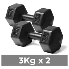 FITNICS - Mancuernas Pesas 3kg C/una 6kg Total Pvc Cementada Set X 2