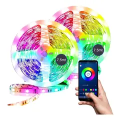 MAXWELL - Cinta Tira Luces Led Rgb Bluetooth 15 Metros Total +conector-
