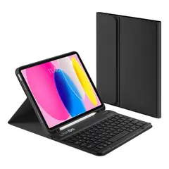 LINKON - Forro Estuche Funda Smart Case Con Teclado Para iPad - Negro - 10.2"-