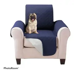 GENERICO - PROTECTOR SOFA FORRO FUNDA DOBLE FAZ 1 PUESTOS AZUL OSCURO / GRIS