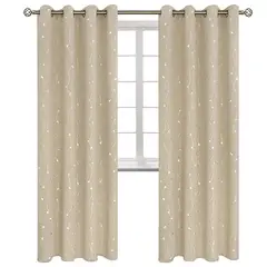 CASATUA - Cortina 95% Blackout Con Diseño 2 Paños 140x220 - Beige-
