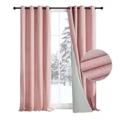 CASATUA - Cortina 100% Blackout Engomada Termica Set 2 140x220 - Rosa-