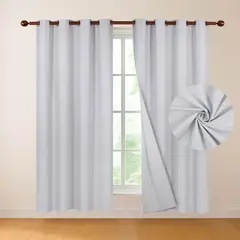 CASATUA - Cortina 100% Blackout Engomada Termica Set 2 140x220 - Blanco