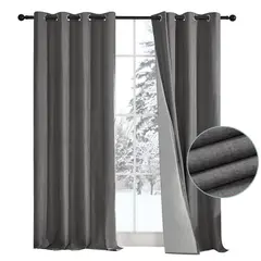 CASATUA - Cortina 100% Blackout Engomada Termica Set 2 140x220 - Gris