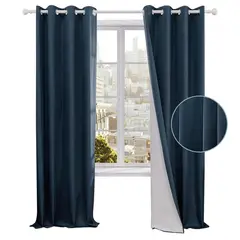 CASATUA - Cortina 100% Blackout Engomada Termica Set 2 140x220 - Azul