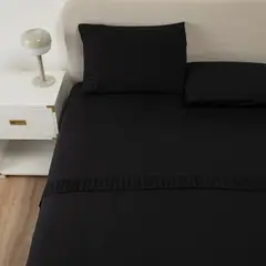 CASATUA - Sabanas Hotel Suave 1800 + Funda - Negro - Doble