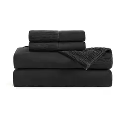 CASATUA - Sabanas King Hotel Suave 1800 + 2 Fundas Almohada - Negro-