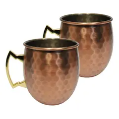 CASATUA - Vasos Cobre Moscow Mule Vintage Set De 2 Mugs 500ml-