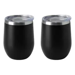 CASATUA - Vasos Termicos Acero Inoxidable Frío Y Calor 340ml Set De 2 - Negro-.-