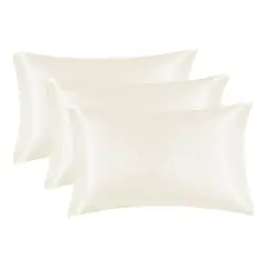 CASATUA - Funda Almohada Satin Tipo Seda Set 3 Unidades 50x76cm - Blanco - 76x50
