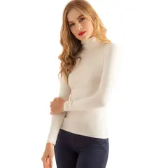 RAGGED - Basica Casual Cuello Tortuga Blanco