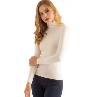 RAGGED - Basica Casual Cuello Tortuga Blanco
