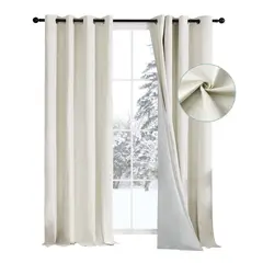 CASATUA - Cortina 100% Blackout Engomada Termica Set 2 140x220 - Crema-