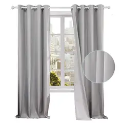 CASATUA - Cortina 100% Blackout Engomada Termica Set 2 140x220 - Gris-.-