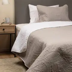 CASATUA - Cubrelecho Edredon Quilt Semi Doble 180x260 Doble Faz +funda - Blanco-