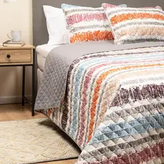 CASATUA - Cubrelecho Edredon King Estampado Doble Faz + 2 Fundas - Gris - King