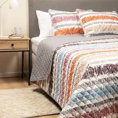 CASATUA - Cubrelecho Edredon Doble Estampado Doble Faz + 2 Fundas