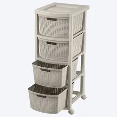 RIMAX - Cajonero Apariencia Rattan 4 Gavetas Altas Taupe