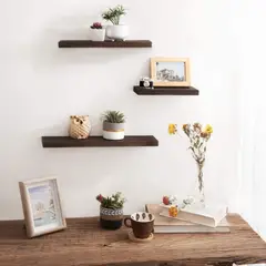 GENERICO - Kit Repisas Flotantes Modernas X3 Medidas Wengue - Decoracion Hogar