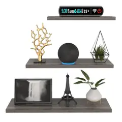 GENERICO - Kit Repisas Flotantes Modernas X3 Medidas Gris Humo - Decoracion Hogar