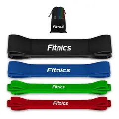 FITNICS - Bandas Elasticas Resistencia Poder Set 4 Latex+bolsa - Negro-