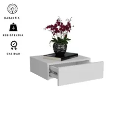 EKONOMODO COLOMBIA - Mesa de noche flotante con cajon blanco