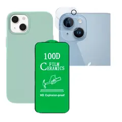 GENERICO - Forro Silicone Case+ Cerámico+ Protector Camara ¡Phone 15 Verde