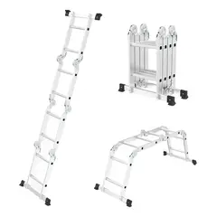 CASATUA - Escalera Multiuso Aluminio 2,4 Mts Plegable Resistente 3en1