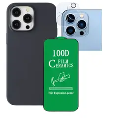 GENERICO - Forro Silicone Case+ Cerámico+ Protector Camara ¡Phone 15 Pro Negro