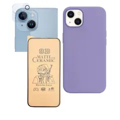 GENERICO - Forro Silicone Case+ Cerámico Matte+ Camara ¡Phone 15 Lila