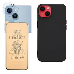 GENERICO - Forro Silicone Case+ Cerámico Matte + Camara ¡Phone 15 Negro